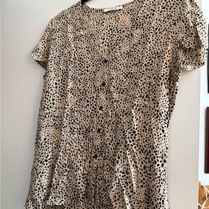Chic Cream and Black Spotted Blouse